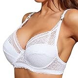 Generic BH Damen mit ohne Bügel Nahtlose U-Förmiger Rücken BH Bustier Damen Push Up Sexy Bralette BH Bustier Ohne Bügel Leicht Blumen Lace Lifting-BH Spitzen Crop Top Weste Unterwäsche (White-A, 100B)