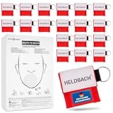 Heldbach® 15 Beatmungsmaske Erste Hilfe Hygienisches Beatmungstuch mit Schlüsselanhänger für Mund-zu-Mund-Beatmung Kompakt & ideal für Notfälle, unterwegs beatmungstuch, beatmungsmaske (50 stück Rot)
