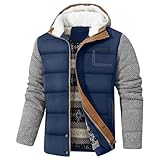 Zaitun Herren Winterjacke Warme Fleecejacke Gefüttert Windbreaker mit Kapuze Winddichte Outdoor Jacken Thermo Puffer Jacke