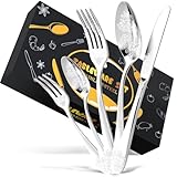 DRAGON RIOT Besteck Set 12 Personen - 60 teilig Edelstahl Besteckset, Silberbesteck mit Messer Gabel Löffel, Hochwertiges Essbesteck, Cutlery Set für Haushalt/Party/Restaurant