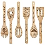 CRASPIRE Holzlöffel, Besteck, Aufschrift 'Best Friendship', 'Best Friendship', Geschirr, Bambus, Kochen, natürliche Schnitzerei, gebrannte Schlitzspatel für Küche, Dekoration, Geschenke