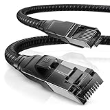 CSL CAT8.1 Netzwerkkabel 40 Gbits - 2m - Baumwollmantel - Black Series - LAN Kabel Patchkabel RJ45 - CAT8 Gigabit Ethernet Cable - 40000 Mbits - S/FTP PIMF Schirmung - kompatibel zu CAT6 CAT7