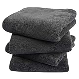 KinHwa 4er Pack Mikrofaser Handtuch, Mikrofaser Handtuch Haare, Flauschiges Mikrofaser Badetuch, Microfaser Handtücher für die Haare,Weich &Saugstark Duschtücher 40x76cm, Dunkelgrau