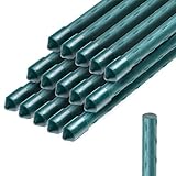 KADAX Blumenstütze aus Stahl 15 Stück, 180cm x 11mm Beschichtete Pflanzstab, Pflanzen-Rankstab, wetterfeste Pflanzenstütze, Tomatenstäbe, Rankhilfe mit Häkchen