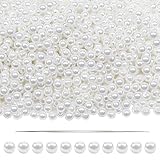 TOAOB 1000 Stück Bastelperlen Weiß 4 mm Acrylperlen mit Loch Runde Perlen zum Auffädeln für DIY Schmuckherstellung Armbänder Halsketten Kleidung Basteln