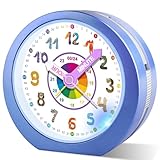 Edillas Wecker Kinder ohne Ticken mit Nachtlicht Snooze,Lautloser Analog-Quartz Kinderwecker Batterybetrieben,Tierdesign Lernuhr für Kinderzimmer Mädchen Jungen Geschenk