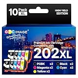 GPC IMAGE 202 XL 202XL Druckerpatronen Kompatibel mit Epson 202 202XL Patronen Multipack Ersatz für Epson Expression Premium XP-6000 XP-6005 XP-6100 XP-6105 XP-6000 XP-6005 XP-6100 XP-6105 (10er-Pack)