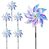 Windrad Taubenabwehr Windrad Vogelabwehr Farbverändernde Windräder Taubenabwehr Balkon Vogelschreck Windmill Vogelabwehr Reflektierende Windräder für Protect Garten,Obstgarten,Hof(24/54cm 5 Stück