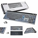 Hama Wireless Tastatur WK-750 (polnische QWERTY Layout, Multi-Device, Bluetooth, USB-Empfänger, beleuchtet, mit Akku, numerisch, leise Tasten, Schwarz)