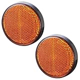 AGRISHOP 2Stück Reflektor Rückstrahler Runden Φ60mm Orange Gelb Seite Anhänger Katzenauge Seitenstrahler Reflektor Selbstklebend für LKWPKW Trailer Wohnwagen E-Prüfzeichen（Orange-2Stück