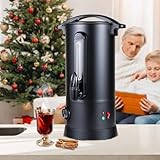 Ansobea Glühweinkocher 10L, 1800W Glühweinkocher mit Thermostat,Heißgetränkeautomat Edelstahl,Einstellbare Temperatur von 30-110°C,Glühweintopf mit Zapfhahn,Glühweinkessel Schwarz