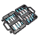 Amazon Basics Schraubendreher-Set, 58 Stück, Präzisions-Schlitze, Kreuzschlitz, Torx, Schwarz