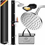 KESSER® Solardusche 60 Liter Solar Gartendusche inkl. Metall-Duschablage, Schutzhaube & Tasche | warmes Wasser max. 60°C | ohne Stromanschluss | Pooldusche Camping | Regenduschkopf Wasserhahn |Schwarz