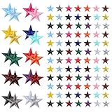 84 Stück Sterne Patches zum Aufbügeln,Stern Bügelbild für Textilien,Aufbügeln Patches,Bunte Sterne Aufbügelbilder für Hut,Jeans,Jacken,DIY