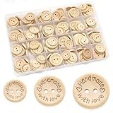 Holzknöpfe 150 Stück, Naturholzknöpfe Runde Form, Handmade Knöpfe 15mm 20mm 25mm zum Basteln und Nähen, Kleine Runde Knopf mit 2 Löcher für Nähen DIY Basteln Dekorationen