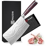 PAUDIN Hackmesser 18 CM, Profi Chinesisches kochmesser für Küche und Fleisch, Extrem Scharf Fleichmesser und Küchenbeil, Hochwertigem Edelstahl Küchenmesser mit Scharfe Klinge und Pakkaholzgriff