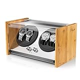 Watch Winder Smith Uhrenbeweger aus Bambusholz und Metall für 4 Uhren, WWS-B2BAM