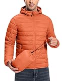 Pioneer Camp Steppjacke Herren mit Kapuze Leichte Winterjacke für Männer Verpackbar Wasserdicht Outdoor Übergangsjacke mit 6 Taschen und Aufbewahrungstasche（Vermilion;M