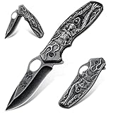 Dragon Creek Klappmesser mit Wolf-Design | Premium EDC Taschenmesser | Einhandöffnung mit Daumenpins | Hochwertiger Edelstahl | Ideal für Outdoor & Alltag | Elegantes Geschenkset
