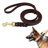 Hundeleine, Länge 3 m, aus echtem Leder, geflochten, Braun, für Hunde oder Mittel, verstellbar, 2 m