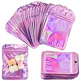 Mylar Folienbeutel Folienbeutel Geruchssichere,100 Pieces Aluminiumfolie Beutel mit Reißverschluss Zip Beutel Folie für Essenslager Party Süßigkeit Plätzchen Seife Tasche für Partygeschenke (7.5X10cm)