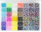 42 Farbe Strasssteine für Nägel, BetterJonny Hitzefix Strasssteine zum Basteln 3mm Nail Art Strasssteine Flatback Edelsteine Runde mit Pinzette und Punktierung Stift für DIY Handwerk Nägel Kleidung