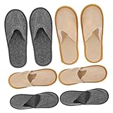 HONMEET 6 Paar Einweg hausschuhe aus Leinen mit Rutschfester Sohle Modelles Blattmuster Leicht und Langlebig für Hotel Beauty Salon Spa und Gäste Je Gelb