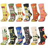 Belloxis 12 Paare Socken Damen 39-42 Bunte Socken Damen Kuschelsocken Socken Wadenstrümpfe Baumwollsocken