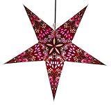 GURU SHOP Faltbarer Advents Leucht Papierstern, Weihnachtsstern 60 cm - Nestor Rot/lila, Papiersterne 60 cm