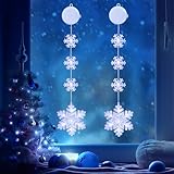 Qedertek Weihnachtsbeleuchtung Fenster Innen, 2 Stück Schneeflocke Beleuchtet mit Batteriebetriebene, Timer, 2 Modi, Weiß LED Lichtervorhang für Kinderzimmer Hochzeit Party Weihnachten Deko