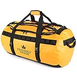 The Friendly Swede Wasserfeste Reisetasche Duffle Bag Rucksack - 30L / 60L / 90L - Seesack, Sporttasche Duffel Dry Bag mit Rucksackfunktion - SANDHAMN (Gelb, 90L)