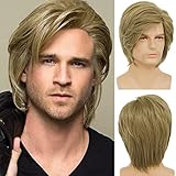 Beweig Kurze Perücke für Männer Blonde Cosplay Perücke Synthetische Halloween-Haarperücke mit Perückenkappe