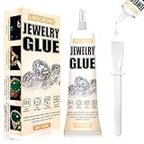 LIKFCBOND Schmuckkleber, Schmuckkleber Extra Stark Transparent, Schmucksteinkleber mit Pinzette und Schaber, für Mehrzweckkleber Zum Präzisen Verkleben von Edelsteinen, Perlen und DIY Projekte, 120ml