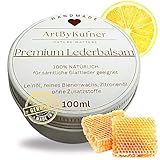 ARTBYKUFNER Premium Lederbalsam farblos, natürliche Lederpflege mit Bienenwachs, Lederwachs ohne Lösungsmittel, Lederfett schützt und nährt Leder von Auto, Möbeln, Schuhen, Taschen, Sattel uvm. 100 ml