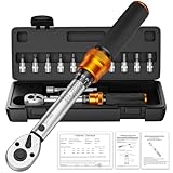 13TLG Klein Drehmomentschlüssel Fahrrad 3-25NM, 1/4 Zoll Torque Wrench Set, 72 Zähne Umschaltknarre, Ratschenkasten inklusive mit Verlängerungsstange 10 cm, Innensechskant und Torx Bit Buchse