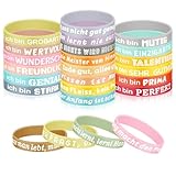 24Stks Silikon Motivationsarmbänder, 18/20cm Elastische Inspirierende Armbänder, Mutmacher Geschenke Gummi Armbänder, Powerarmbänder mit Positiven Sprüchen Deutsch für Männer Frauen Jugendliche
