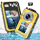 YISENCE Digitalkamera, Unterwasserkamera UHD 4K 56MP Autofocus Digitalkamera wasserdichte mit Einer 32GB Karte Selfie Doppelte Bildschirme wasserdichte Kamera zum Schnorcheln