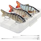 Realure 3 Stück Mehrgelenkige Hecht Köder mit 15cm 23cm 30cm Drahtspuren Hecht Angelköder Sets 3D Kunstköder Wobbler Langsam Sinkender Köder, für Süßwasser,Salzwasser, Forelle, Barsch