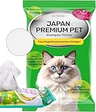 Japan Premium Pet Katzenshampoo Handtuch | Reinigungstücher, die wie Trockenshampoo für Katzen wirken | Reinigen & desodorieren mit unserem Katzenhandtuch mit Kollagen & Plazenta| 25 St | (20 x 30 cm)