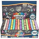 JOYIN Washable Sidewalk Chalks Set Non-Toxic Jumbo Chalk for Outdoor Art Play, Painting on Chalkboard waschbare Straßenmalkreide Kinder-und Lehrerkreide Set (160 Stück)