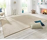 BT Carpet Wolly Teppich – Wohnzimmerteppich Flachgewebe Kurzflor Woll-Optik Wolle Skandi-Look Esszimmer, Wohnzimmer, Kinderzimmer, Schlafzimmer – Creme, 100x140cm