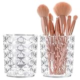2 Stk Make-up Bürstenhalter Schminkpinsel Behälter Pinselhalter Kosmetik Organizer Schmink Pinsel Aufbewahrung Organizer Kristall Runde Make Up Kosmetik Organizer Lippenstift Augenbrauenstift Halter