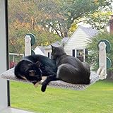 MEWOOFUN Katzen Hängematte Fenster 54x30cm katzenbett Fenster Wendbare Matte - Katzen Fensterliege mit Aktualisierung stark Saugnäpfe bis zu 18kg (Grau, L)
