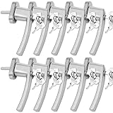 MONZANA® 10x Fenstergriffe Abschließbar mit Schloss Kindersicherung Silber 35mm Stiftlänge 2 Schlüssel Fensterbeschlag Balkon Türgriff Einbruchschutz