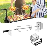 Froadp Elektrischer Drehspieß, 107cm Grillspieße mit Motor 220-240V, Hochwertiger Grillspieß Set mit 2 Fleischnadeln, Hähnchenbräter Rotisserie Kit, Edelstahl Drehspiess für BBQ Gasgrill