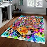 Bunter Bereich Teppich 80x150cm Lion Art Rutschfester Teppich Abstraktes Design für Wohnzimmer Schlafzimmer Wohnkultur Weiches faltbares Terrassentier