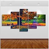 Leinwand Gedruckt Wandkunst Malerei 5 Stücke Farbe Woods Landschaft Moderne Wohnkultur Für Wohnzimmer Poster-40x60 cm x 2 40x80 cm x 2 40x100 cm