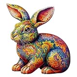 Foyucool Holzpuzzle für Erwachsene, Kreatives Puzzle mit unregelmäßigen Formen, Jugendliche und Erwachsene, 30.0 × 23.1 cm, Kaninchen