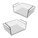 Unterregal Hängekorb aus Metall 2er Set schwarz - 32 x 27 cm - Aufbewahrungskorb zum Einhängen an Regalböden - Drahtkorb Organizer Korb für Regal Schrank Küche Büro