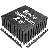 SROCHN 8PCS Bodenschutzmatten Puzzlematte 50X50X1cm mit Randstücken, 2㎡ rutschfest Eva Fitnessmatte Turnmatte Sportmatte Trainingsmatte (Schwarz)